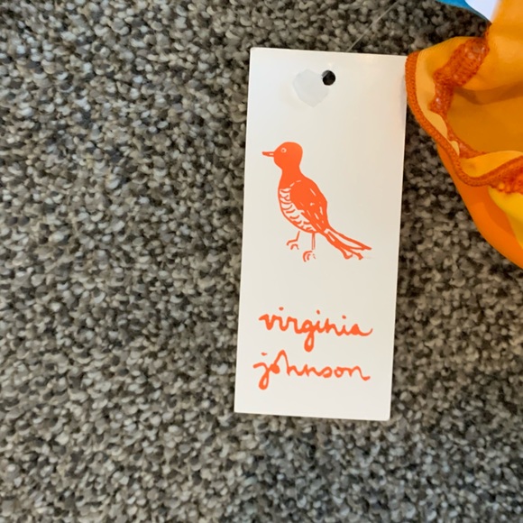 Virginia Johnson Ruffles Bikini Bottoms Lillies Orange Italian Polyamide NWT - Picture 2 of 6